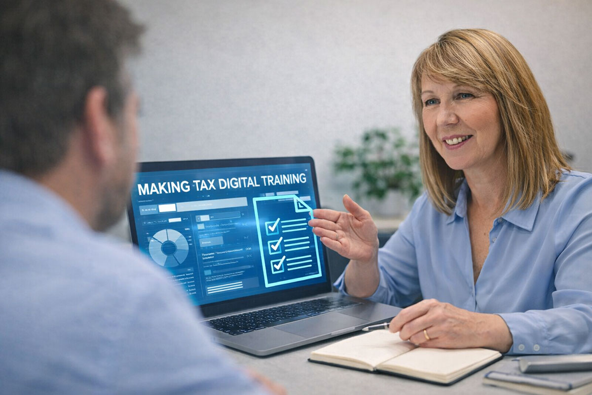 Julie providing Making Tax Digital training and bookkeeping mentoring to a small business client